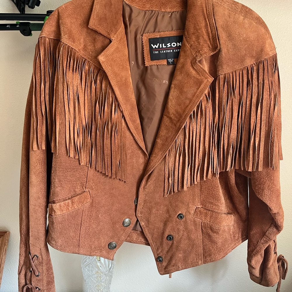 Wilsons Leather Brown Fringe Leather Jacket